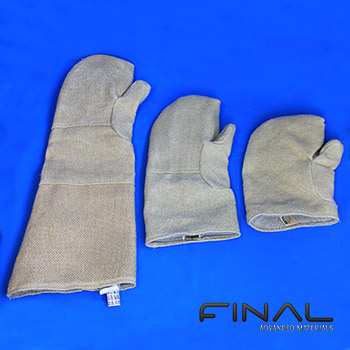 Gants et moufles en fibre zetex pour l'isolation haute temperature