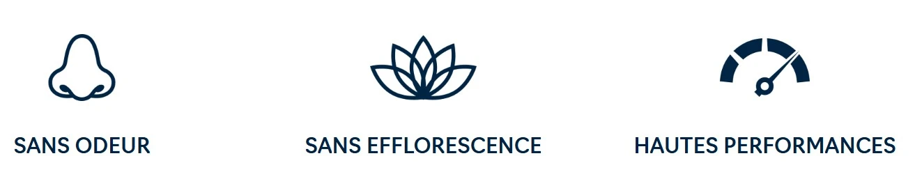 Sans odeur, efflorescence et hautes performances